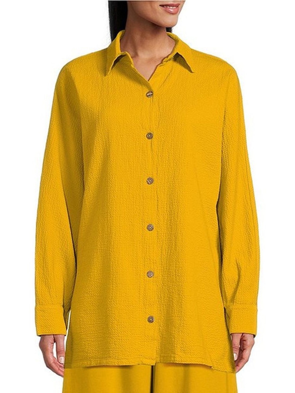 Bryn Walker Mustard Yellow Long-Sleeve Button-Down Oversized Shirt Size XXS